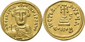 AV Solidus n.d, CONSTANS II 641–668 Bust with short beard facing. Rev. cross on three steps. S in field to right. Off. A.Sear 9474.40 g. Slight graffi...