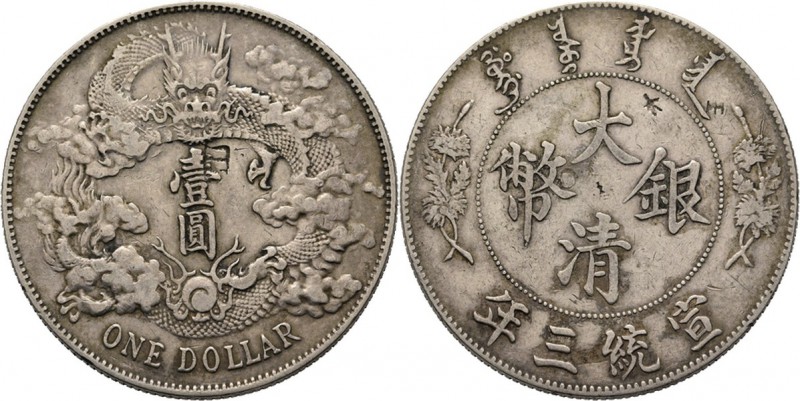 China - Dollar Year 3 (1911), Silver, Empire – General issues Characters. Rev. f...