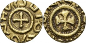 German States - AV Triens n.d, Gold, Merovingians Frisians. Middle-Rhine area. Small cross with pseudo-legend. Rev. cross pattée with pseudo-legend.Be...