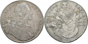 German States - Madonnentaler 1765, Silver, MAXIMILIAN III 1745–1777, BAYERN Bust right. Rev. seated Madonna with child.Dav. 1953.27.81 g Very fine