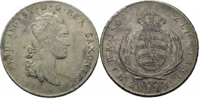 German States - Taler 1809, Silver, FRIEDRICH AUGUST I 1806–1827, SACHSEN Small head right. Rev. crowned oval arms within branches.KM. 1059.1.27.97 g ...