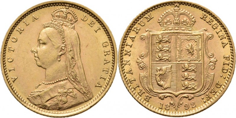 Great Britain - ½ Sovereign 1892, Gold, VICTORIA 1837–1901 Jubilee bust to left....