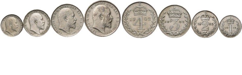 Great Britain - Maundy set (4) 1902, Silver, EDWARD VII 1901–1910 Head right. Re...