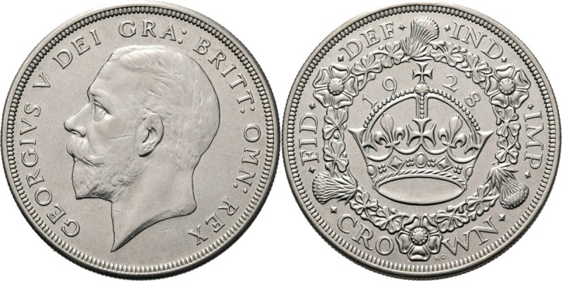 Great Britain - Crown 1928, Silver, GEORGE V 1910–1936 Head left. Rev. crown and...