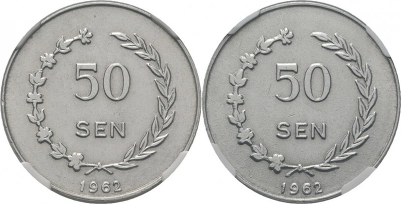 Indonesia - 50 Sen 1962, Aluminium munten, IRIAN BARAT Two reverse dies. Denomin...