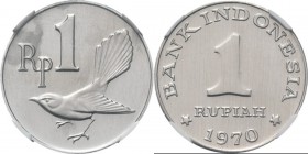 Indonesia - Rupiah 1970, Aluminium munten Fantail flycatcher bird. Rev. value above date.KM. 20 NGC MS66 DPL Prooflike