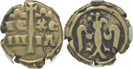 Italy - Multiple Tari n.d, Gold, FREDERICO II 1197–1250, BRINDISI Legend divided by cross. Rev. eagle in circle.Fr. 136; MEC 532v2.87 g. NGC VF30