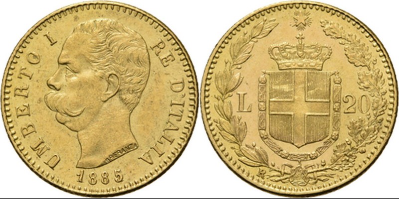 Italy - 20 Lire 1885/? R, Gold, UMBERTO I 1878–1900, REGNO D'ITALIA Rome mint. B...