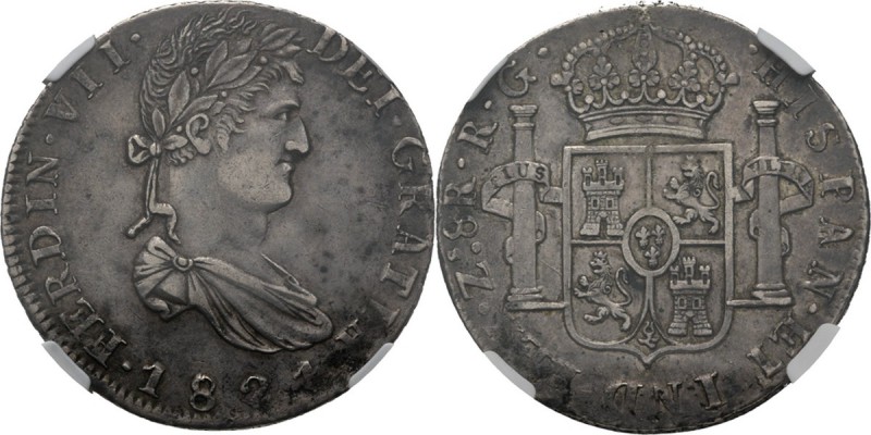 Mexico - 8 Reales 1821 Zs RG, Silver, FERNANDO VII 1808–1823 Zacatecas. Head to ...