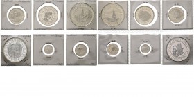 Spain - 100, 200, 500, 1000, 2000 & 5000 Pesetas 1992, Silver, JUAN CARLOS I 1975– Fifth centenary silver set. Mint