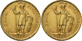 Switzerland - 2 Duplone 1796, Gold, BERN Crowned arms. Rev. soldier standing, holding halberd and fasces, date below.Fr. 186; KM. 147.15.23 g. Scratch...