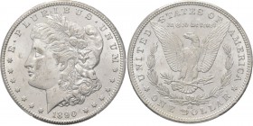 United States - Morgan dollar 1890 CC, Silver Carson City mint. Liberty head to left. Rev. eagle with motto.	KM. 110. PCGS MS61 GSA UNC