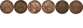 LOTS - Lot German East Africa 5 Heller (3) 1908 J Crown with ribbon above date. Rev. value within wreath.J. 717; KM. 11 Various qualities