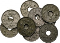 LOTS - Lot German East Africa 5 Heller (9) 1914 J Center hole divides date, crown with ribbon above, legend below. Rev. center hole divides value, spr...