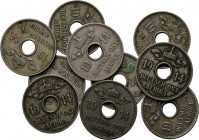 LOTS - Lot German East Africa 5 Heller (10) 1914 J Center hole divides date, crown with ribbon above, legend below. Rev. center hole divides value, sp...