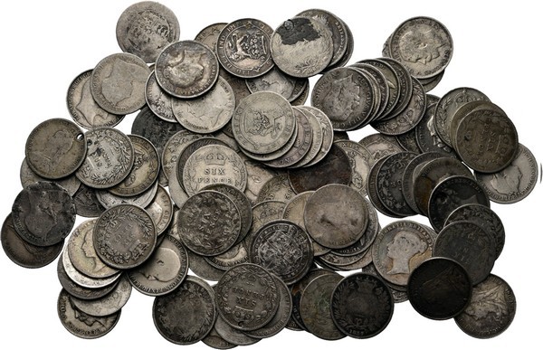 LOTS - Lot Great Britain (100) Consisting of Sixpences. Various qualities