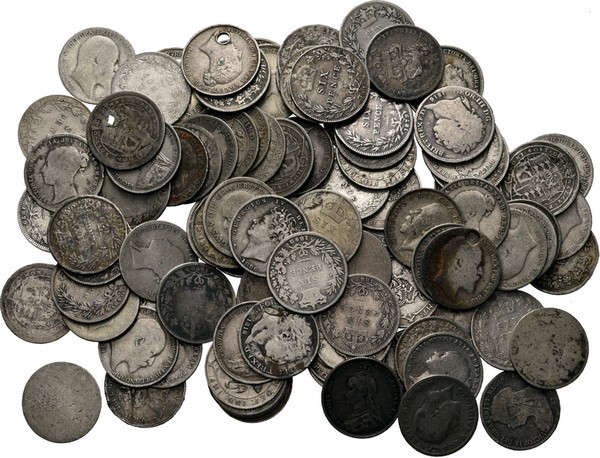 LOTS - Lot Great Britain (100) Consisting of Sixpences. Various qualities