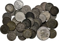 LOTS - Lot Worldcoins (ca. 40) All 19th and early 20th century silver crownsize coins, mainly Europe.Gross weight ca. 1100 g. Various qualities