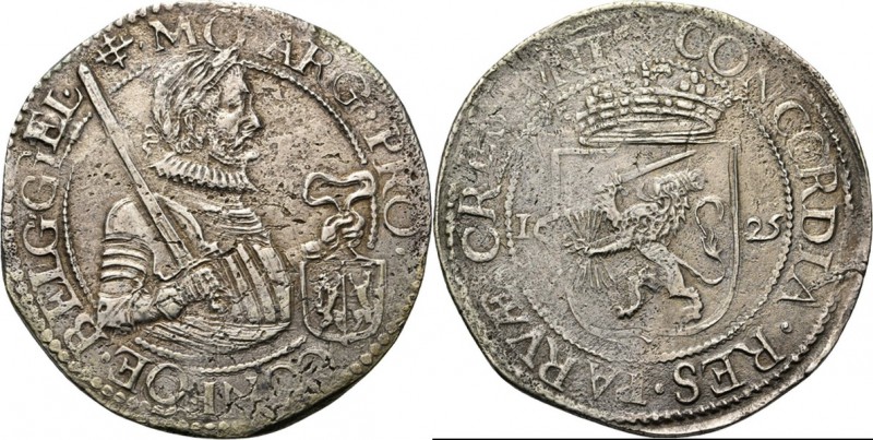 Nederlandse rijksdaalder 1625, Silver Gelauwerd borstbeeld naar rechts met zwaar...