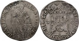 3 Gulden 1682, Silver Type Ia. Staande Nederlandse maagd. Kz. gekroond provinciewapen tussen waarde 3 – G, het jaartal ter weerszijden van de kroon MO...