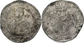 Daalder 1577, Silver, HERMAN DIRK 1573–1602, BATENBURG Borstbeeld met commandostaf naar links tussen jaartal HERM ⋆ THEOD ⋆ D ⋆ BRO ⋆ L ⋆ BAR ⋆ I ⋆ B ...