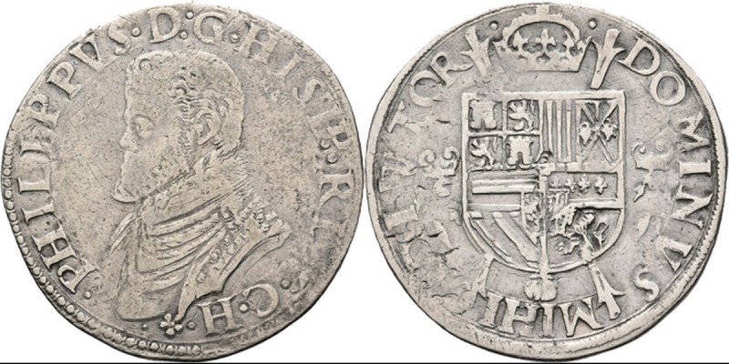 1/5 Philipsdaalder z.j. (1562–1564), Silver, PHILIPS II 1555–1581 Borstbeeld naa...