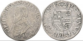 1/5 Philipsdaalder z.j. (1562–1564), Silver, PHILIPS II 1555–1581 Borstbeeld naar links ·PHILIPPVS· D: G· HISP· RE(X)· C· H· roosje van Dordrecht·. Kz...