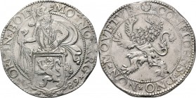 Leeuwendaalder 1589, Silver Type II. Ridder achter provinciewapen naar rechts, jaartal op voorzijde x MO x NO x ARG x – x ORDIN x HOL x. Kz. klimmende...