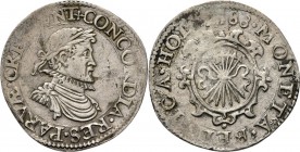 1⁄20 Leicesterreaal of leicesterstoter 1588, Silver Gelauwerd borstbeeld naar rechts. Kz. pijlenbundel op schild, daarboven jaartal.V. 44.2.2.98 g. Mo...