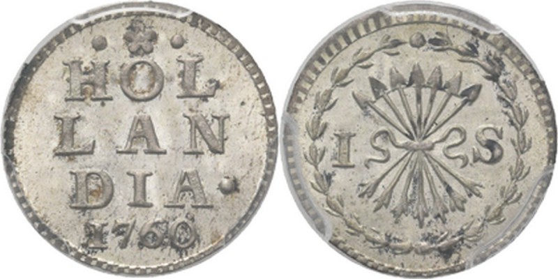 Bezemstuiver 1760, Silver · ❀ · / HOL / LAN / DIA. / jaartal. Kz. pijlenbundel t...