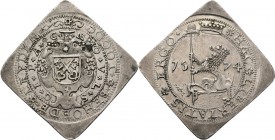 28 Stuiver 1574, Silver, Beleg van 1573–1574 door de Spanjaarden onder Valdez, LEIDEN Stadswapen in cartouche met dubbel omschrift. Buiten: GODT x ❀ x...