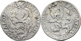 Leeuwendaalder 1605, Silver Type Ic, geslagen op de Hollandse voet. Ridder achter gewestelijk wapen naar rechts en jaartal in het veld ……WEST - FRI + ...