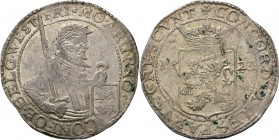 Nederlandse rijksdaalder 1623, Silver Halflang borstbeeld naar rechts met zwaard en gewestelijk wapenschild aan lint, titel WEST-FRI. Kz. generaliteit...