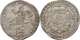 Dukaton of zilveren rijder 1659, Silver Type Ia. Binnencirkels op voor- en keerzijde. Ruiter naar rechts boven ongekroond gewestelijk wapentje vijf-bl...