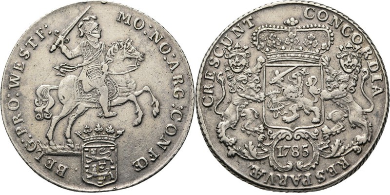 Dukaton of zilveren rijder 1785, Silver Type IIb. Ruiter naar rechts boven gekro...