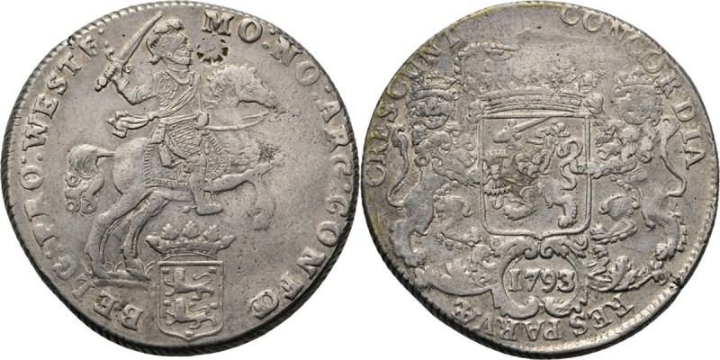 Dukaton of zilveren rijder 1793 over 1792, Silver Type IIb. Ruiter naar rechts b...