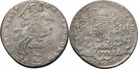 Dukaton of zilveren rijder 1793 over 1792, Silver Type IIb. Ruiter naar rechts boven gekroond gewestelijk wapentje …PRO: WESTF:. Kz. gekroond wapen, d...
