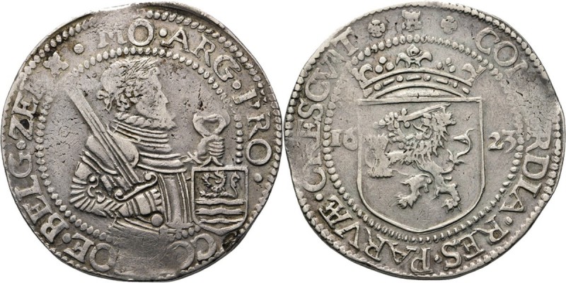 Nederlandse rijksdaalder 1623, Silver Gelauwerd borstbeeld met zwaard en provinc...