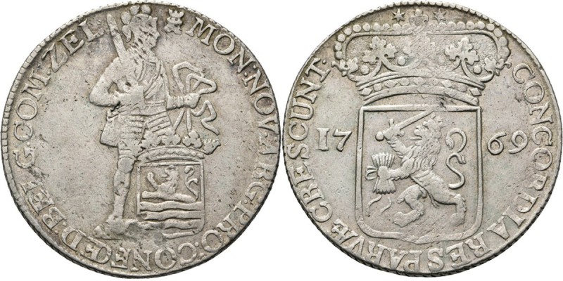 Zilveren dukaat 1769, Silver Type IIIc. Staande ridder met provinciewapen aan li...