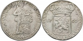 Zilveren dukaat 1769, Silver Type IIIc. Staande ridder met provinciewapen aan lint; burcht MON: NOV: ARG: PRO: CONFŒD: BELG: COM: ZEL·. Kz. generalite...