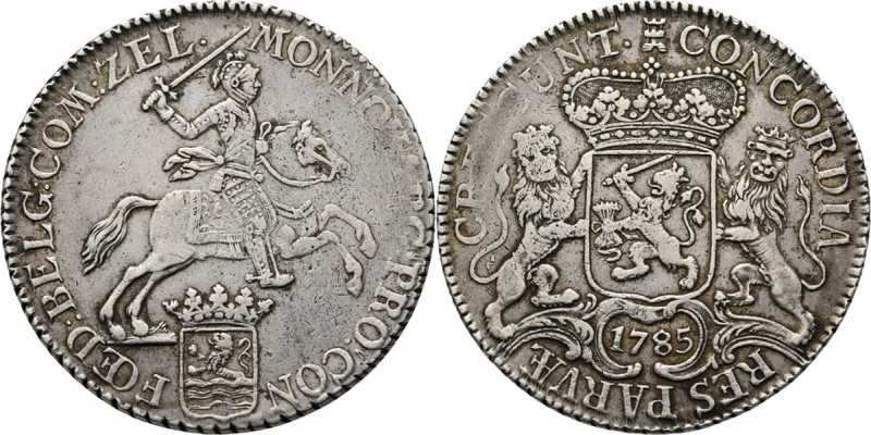 Dukaton of zilveren rijder 1785, Silver Type III. Ruiter naar rechts boven provi...