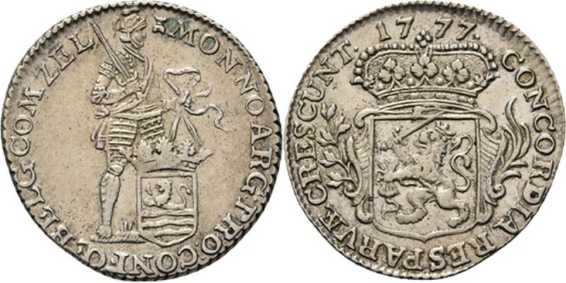 1/8 Zilveren dukaat 1777, Silver Of ‘pietje’. Type Ia. Staande ridder met provin...