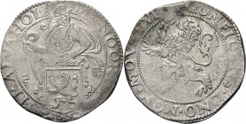 Leeuwendaalder 1597, Silver Type Ib. Met binnencirkels. Geslagen op de Hollandse voet. Ridder naar rechts achter wapenschild met klimmende leeuw met k...