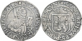Nederlandse rijksdaalder 1622, Silver Type Ia. Geparelde binnencirkels. Gelauwerd borstbeeld met zwaard en wapenschild aan lint naar rechts, titel …CO...
