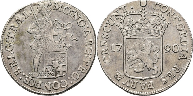 Zilveren dukaat 1790, Silver Type IIIb. Staande ridder met zwaard en provinciewa...