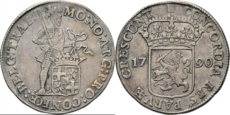 Zilveren dukaat 1790, Silver Type IIIb. Staande ridder met zwaard en provinciewa...