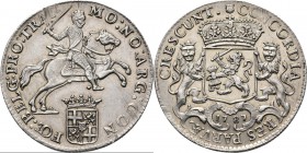 ½ Dukaton of ½ zilveren rijder 1787, Silver Type II. Ruiter naar rechts boven gekroond provinciewapentje en titel …BELG: PRO: TRAI·. Kz. jaartal onder...