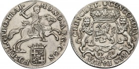 ½ Dukaton of ½ zilveren rijder 1791, Silver Type II. Ruiter naar rechts boven gekroond provinciewapentje en titel …BELG: PRO: TRAI· Kz. jaartal onder ...