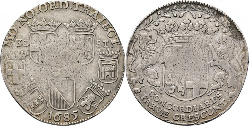 Daalder van 30 stuiver 1685, Silver Wapentjes van de Utrechtse steden in het vel...