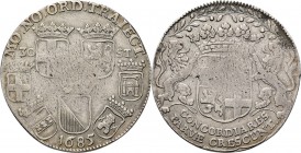 Daalder van 30 stuiver 1685, Silver Wapentjes van de Utrechtse steden in het veld, de bovenste twee tussen waarde 30 – ST, onderaan jaartal. Kz. gekro...